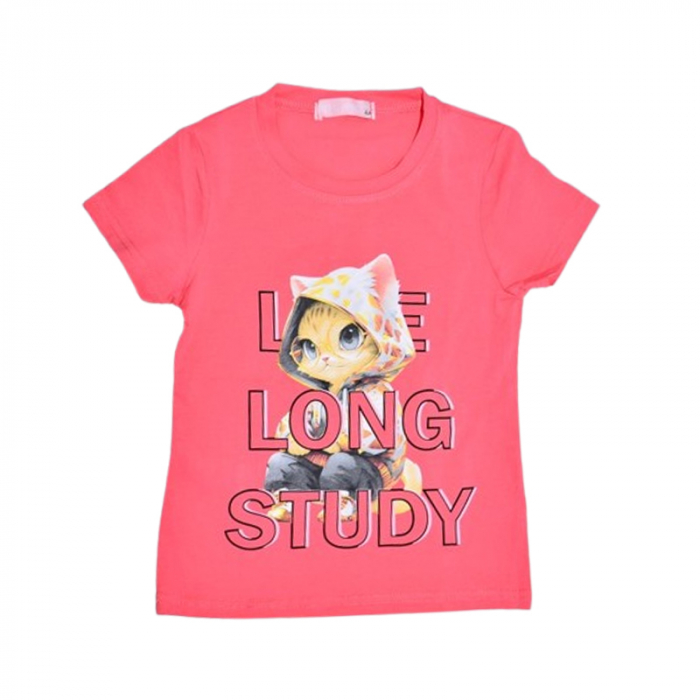 Tricou cu maneca scurta pentru fete, Happy House WB-3440, Coral [1]