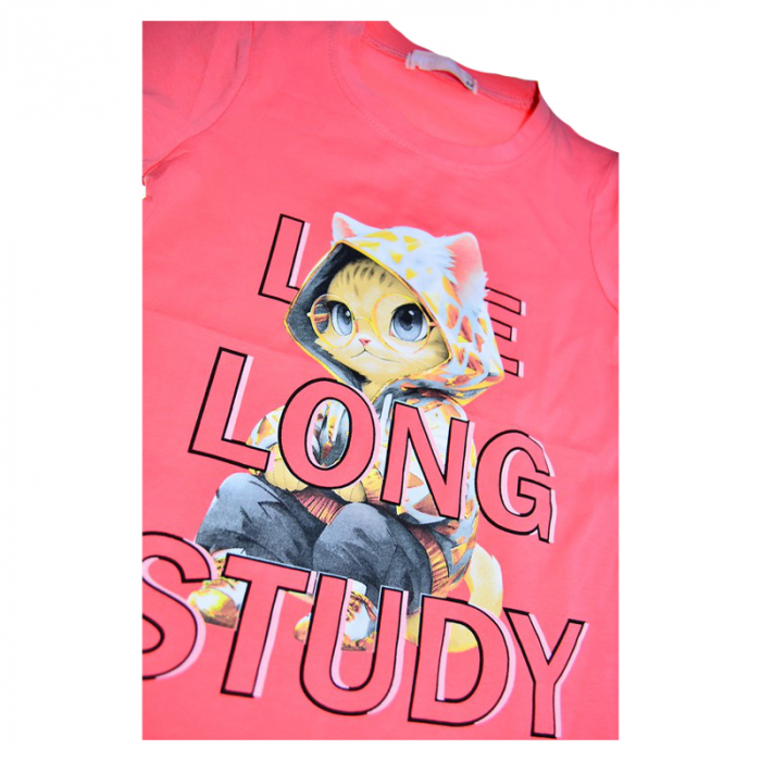 Tricou cu maneca scurta pentru fete, Happy House WB-3440, Coral [3]