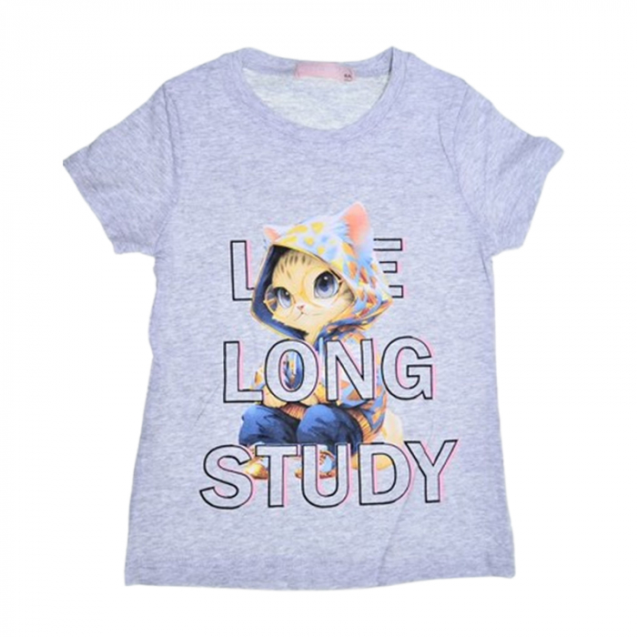 Tricou cu maneca scurta pentru fete, Happy House WB-3440G, Gri [1]