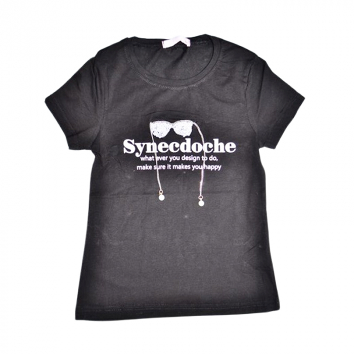 Tricou cu maneca scurta pentru fete, Happy House WB-3447, Negru [1]