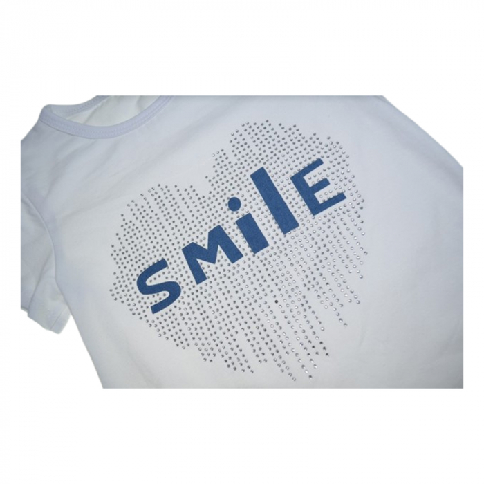 Tricou cu maneca scurta pentru fete, Mini Junior, DJ120, Alb [2]