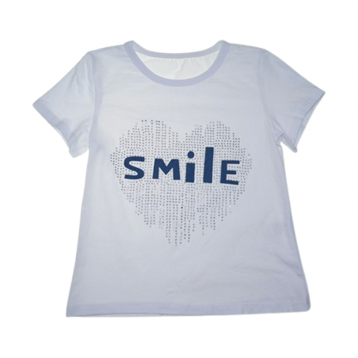 Tricou cu maneca scurta pentru fete, Mini Junior, DJ120, Alb [1]