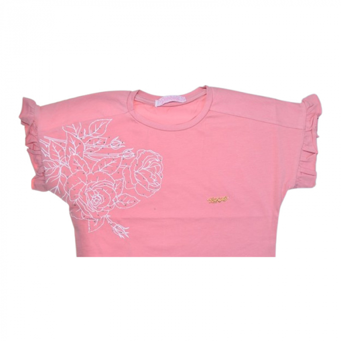 Tricou cu maneca scurta pentru fete, Mini Junior, T7572, Roz [2]