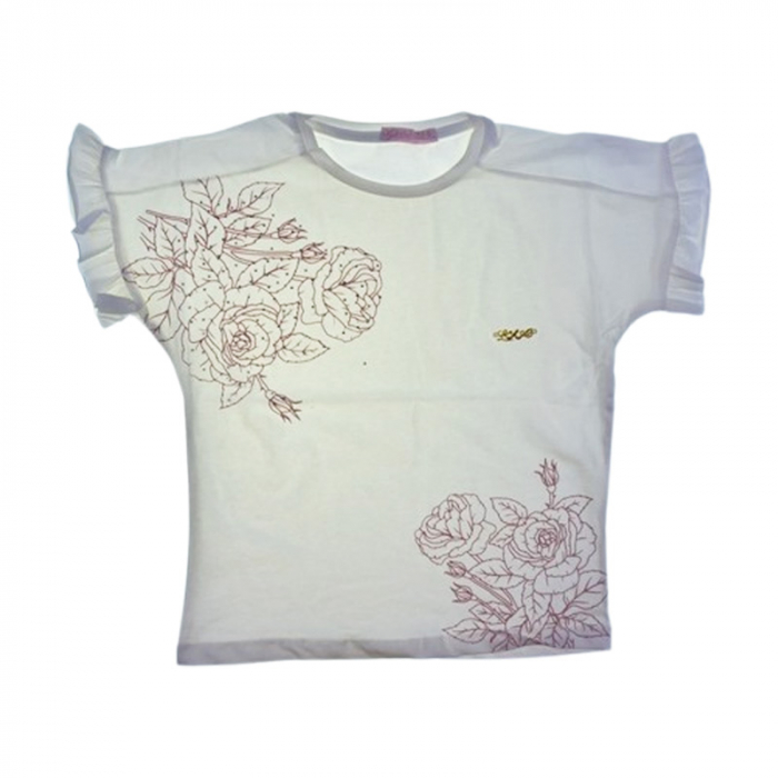 Tricou cu maneca scurta pentru fete, Mini Junior, T7573, Alb [1]