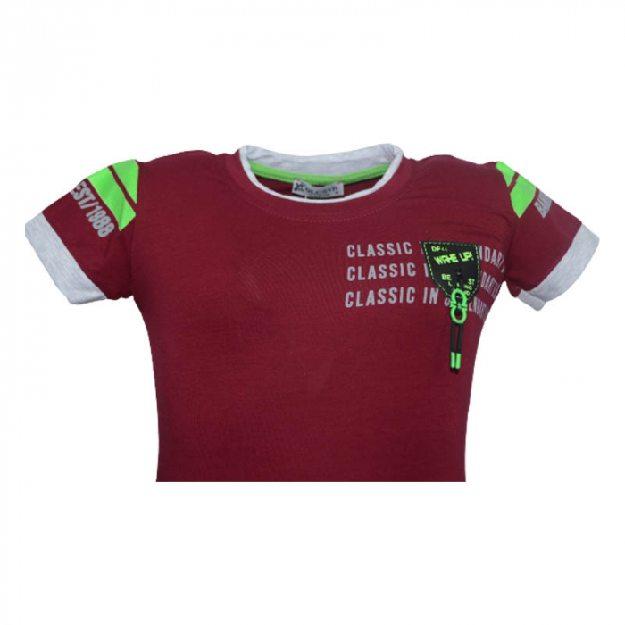 Tricou cu maneca scurta pentru baieti OLC SVR 180323-E, Visiniu [3]