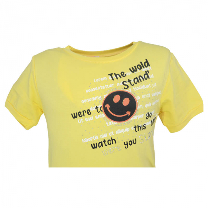 Tricou cu maneca scurta pentru fete OLC SVR 230323-D, Galben [3]