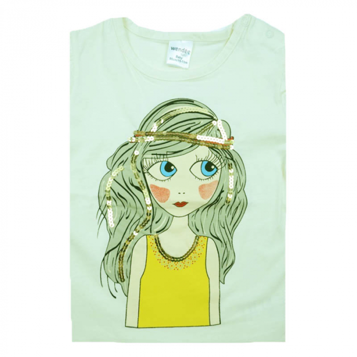 Tricou cu maneca scurta pentru fete Wendee BV10500282A, Crem [3]