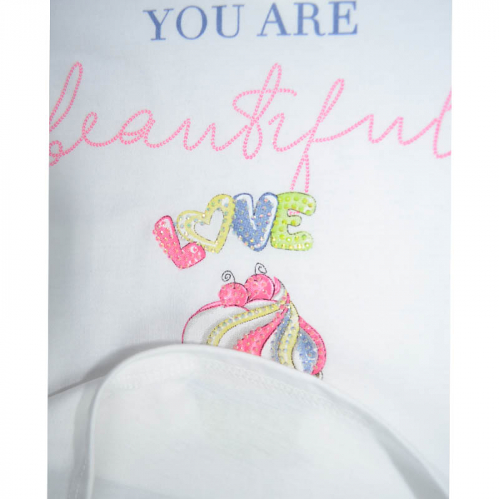 Tricou cu maneca scurta pentru fete Happy House T110323-3, Alb [3]
