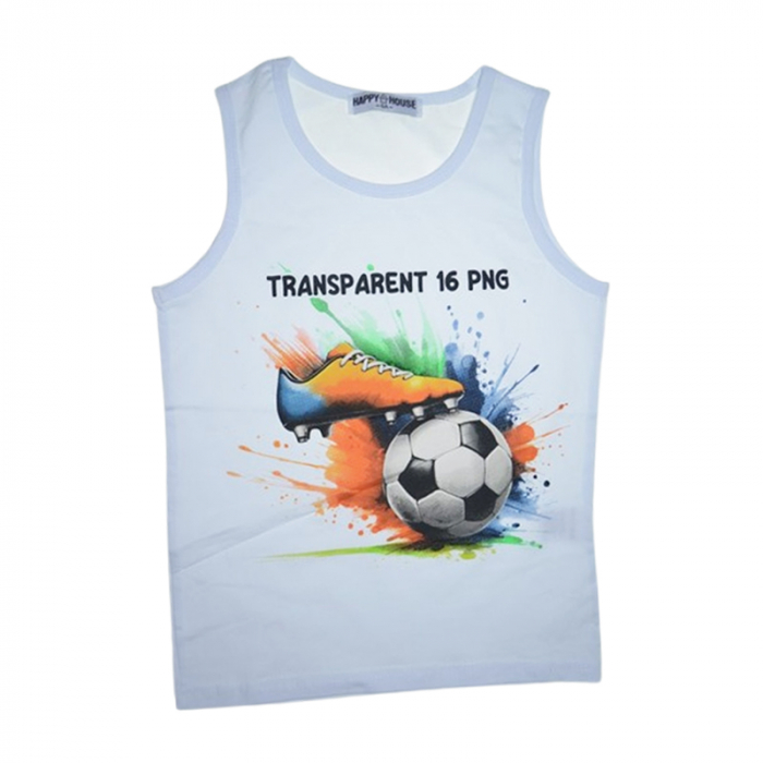 Tricou fara maneci pentru baieti, Happy House, WY857, Alb [1]