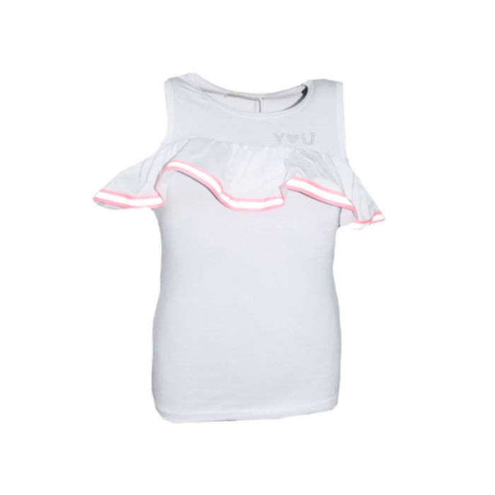 Tricou fara maneci pentru fete Happy House WB-2774-128 cm, Alb [1]