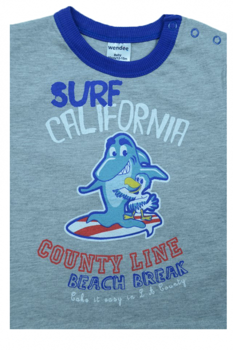 Tricou cu maneca scurta pentru baieti Wendee BV01300192, Gri [2]