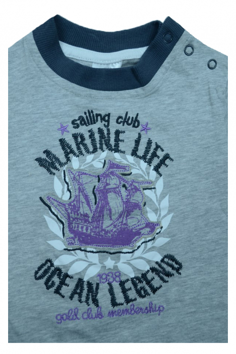 Tricou cu maneca scurta pentru baieti Wenice BN01300094, Gri [2]