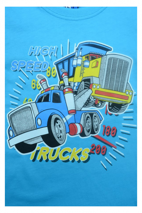 Tricou cu maneca scurta pentru baieti GT High Speed Trucks GT-4354-116, Turcoaz [2]