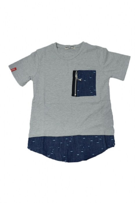 Tricou cu maneca scurta pentru baieti Hqappy House HB-19332-140, Gri [1]