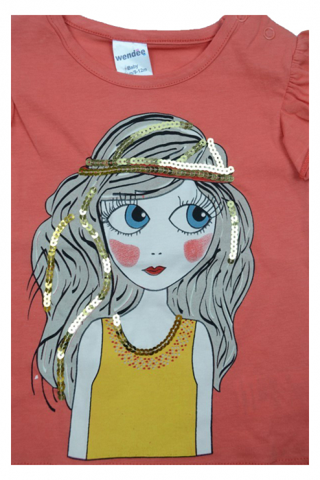 Tricou cu maneca scurta pentru fete Wendee BV10500282, Coral [3]