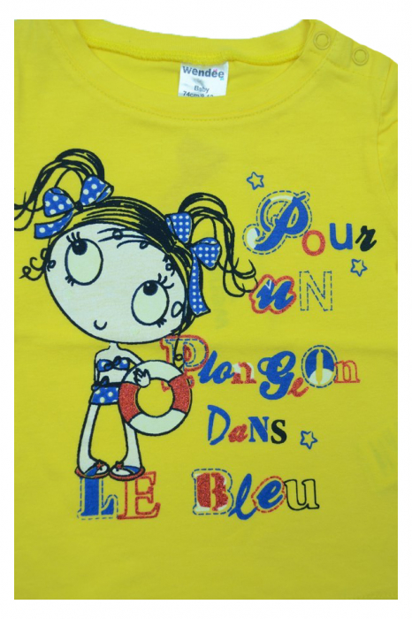 Tricou cu maneca scurta pentru fete Wendee DY102194, Galben [3]