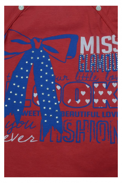 Tricou cu maneca scurta pentru fete Wendee DY102122-2-128, Rosu [3]