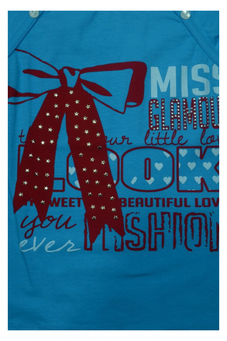 Tricou cu maneca scurta pentru fete Wendee DY102122-2A-128, Albastru [3]