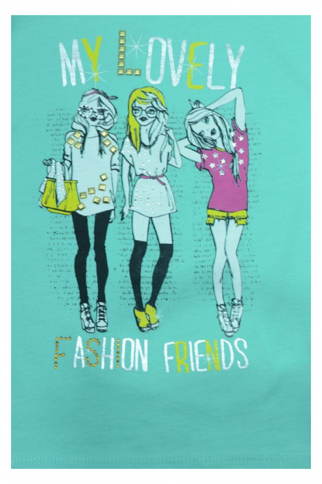 Tricou cu maneca scurta pentru fete Wendee DY102166-1-104, Turcoaz [3]