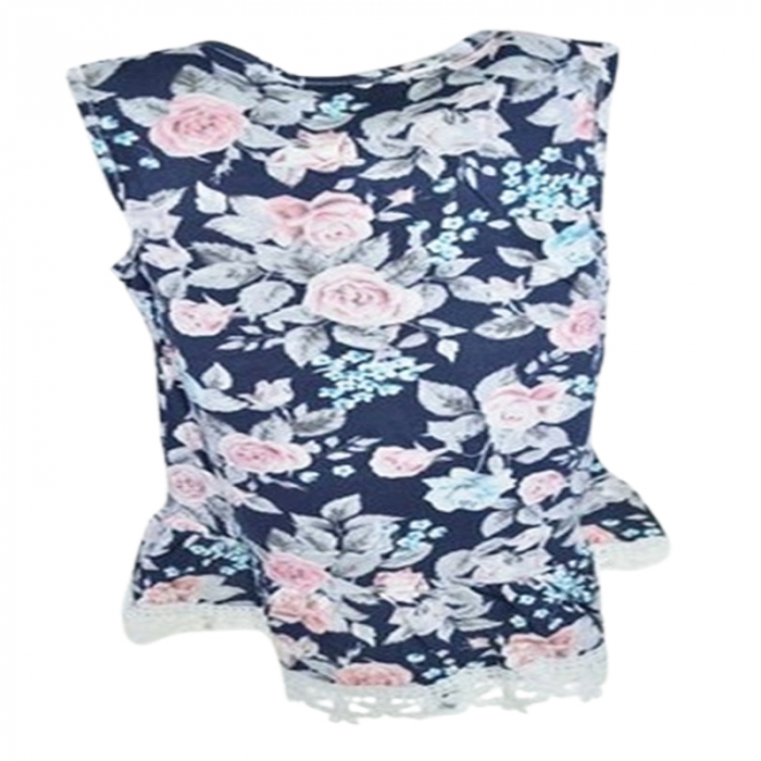 Tricou tip tunica pentru fete Happy House CVC-1553-2, Bleumarin [2]
