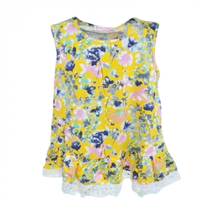 Tricou tip tunica pentru fete Happy House CVC-1553-3, Galben [1]