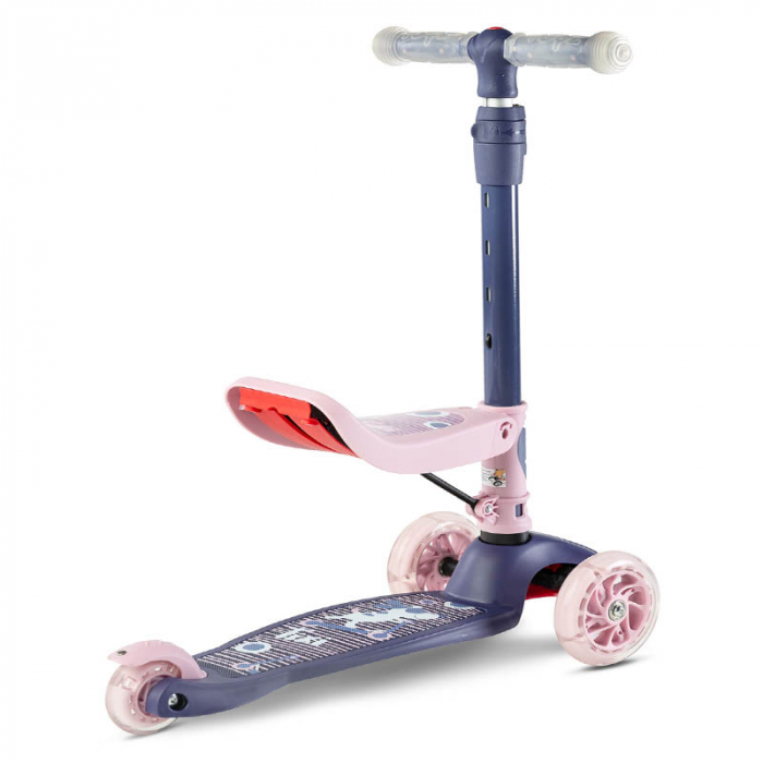 Trotineta cu 3 roti, leduri si sezut pentru copii Toyz Tixi TTT-RZ, Multicolor [2]