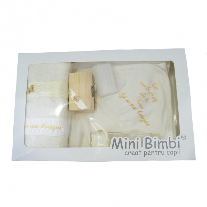 Trusou pentru botez 7 piese Mini Bimbi TR124, Alb [1]
