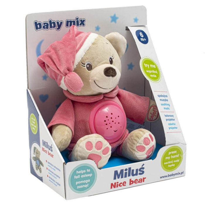 Ursulet de plus cu proiector Baby Mix 28826, Roz [5]