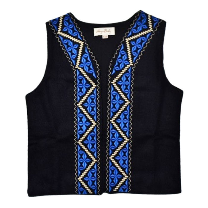 Vesta traditionala, cu motive traditionale, pentru copii, Mini Junior V1411-2, Negru [1]