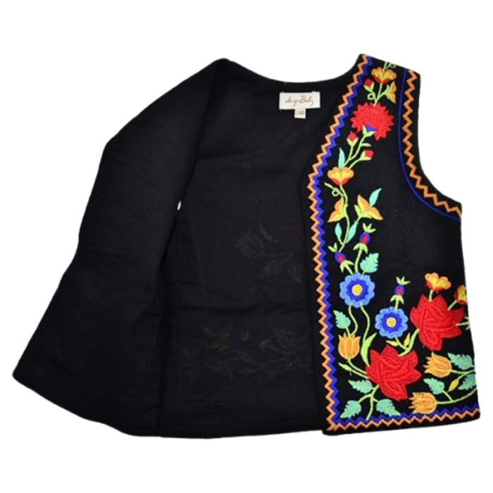 Vesta traditionala, cu motive traditionale, pentru copii, Mini Junior V2611-2, Negru [4]