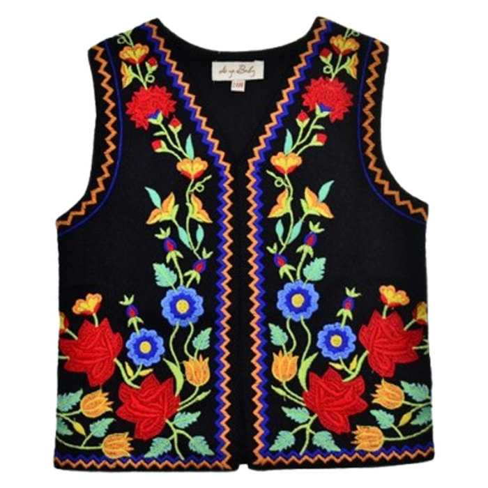 Vesta traditionala, cu motive traditionale, pentru copii, Mini Junior V2611-2, Negru [1]