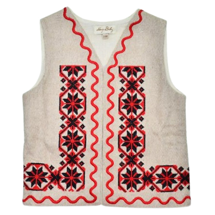 Vesta traditionala, cu motive traditionale, pentru copii, Mini Junior VB2611C-2, Crem [1]