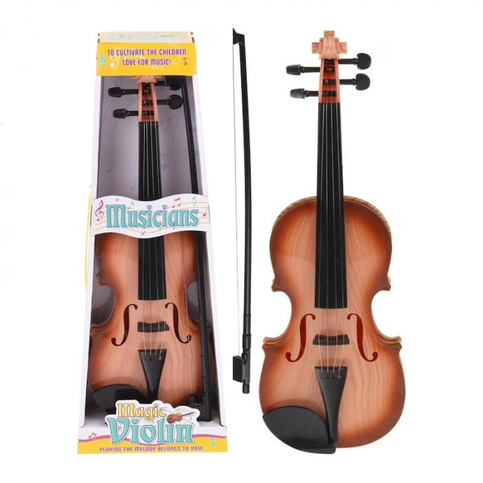 Vioara pentru copii, 4 corzi metalice 13.5 x 6.5 x 39 cm Mini Junior CHT-8820, Maro [2]