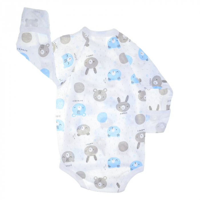 Body cu maneca lunga pentru baieti Happy CA52427, Alb [2]