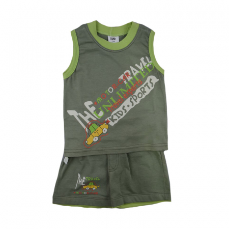 Compleuri baieti de vara - Compleu 2 piese de vara pentru baieti Koala Autko 01-663V-74 cm, Verde