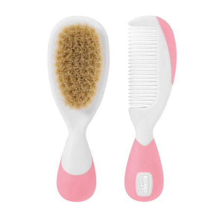 Articole de ingrijire - Set 2 piese pieptan si perie pentru fete 0+ luni Chicco 011926, Roz