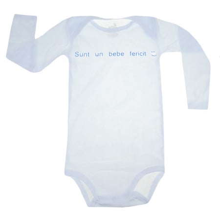 Body-uri baieti - Body cu maneca lunga pentru baieti Pifou Model 6 ML6-A10, Alb