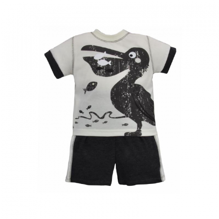 Compleuri baieti de vara - Compleu 2 piese tricou si pantaloni scurti pentru baieti Koala Podwodny Swiat 05-234C-80 cm, Crem
