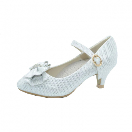 Pantofi cu toc fete - Pantofi eleganti cu toc pentru fete MRS M12821A-36, Argintiu