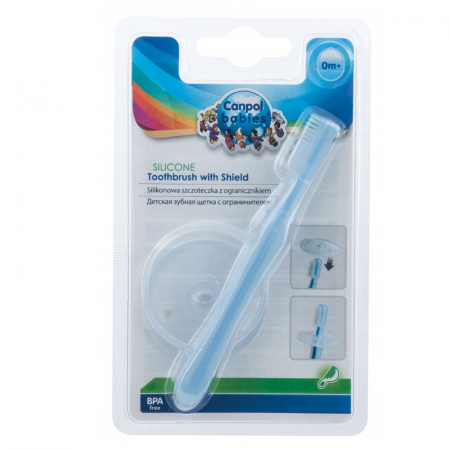 Periuta de dinti cu inel de protectie 0+ luni Canpol Babies 10/500, Albastru [2]