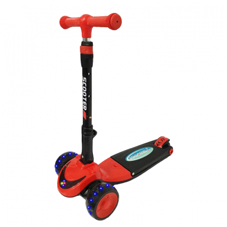 Trotinete - Trotineta transformabila cu lumini si sunet 2 in 1 RCO Scooter PC 77-A, Rosu