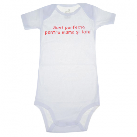 Îmbrăcăminte fete - Body cu maneca scurta pentru fete Pifou Model 6 MS6-A18, Alb