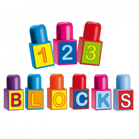 Jocuri si jucarii educative - Set 64 de piese bloc de constructie pentru copii Dohany ABC - Number 113432, Multicolor