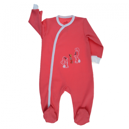 Salopete bebelusi fete - Salopeta cu maneca lunga pentru fete Pifou Model 32 M32-C-74, Coral