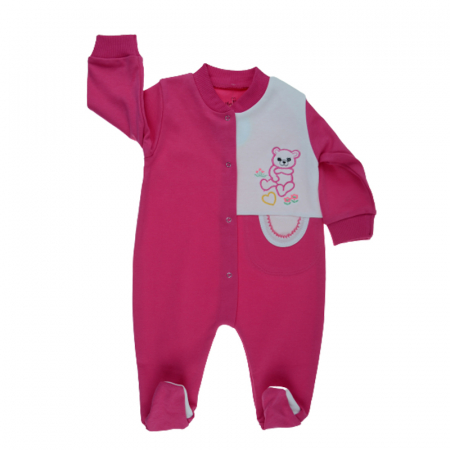 Salopete bebelusi fete - Salopeta cu maneca lunga pentru fete Pifou Model 17 M17-FUC-68, Fucsia