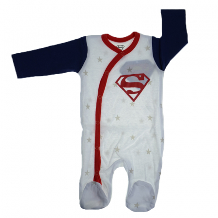 Salopete bebelusi baieti - Salopeta cu maneca lunga pentru baieti E Plus M Disney Superman 381730-86, Alb