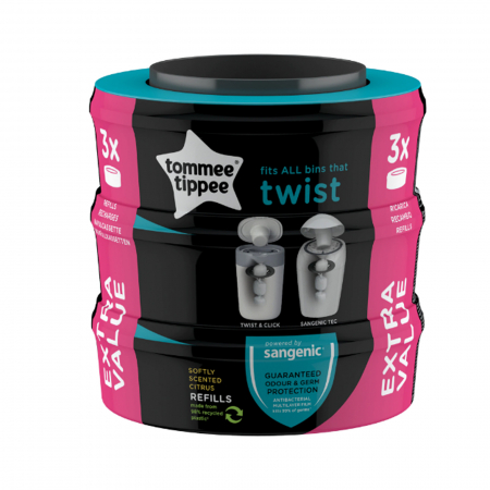 Set 3 rezerve pentru cosul de depozitare scutece Tommee Tippee Sangenic Twist and Click 510075, Gri [2]