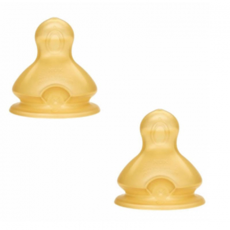 Biberoane si tetine - Set 2 tetine anticolici din latex M Nuk First Choice+ 701236-M, Galben