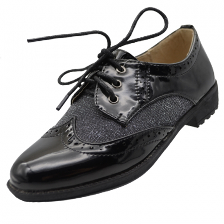 Pantofi cu siret si scai fete - Pantofi pentru fete MRS M90-50, Negru