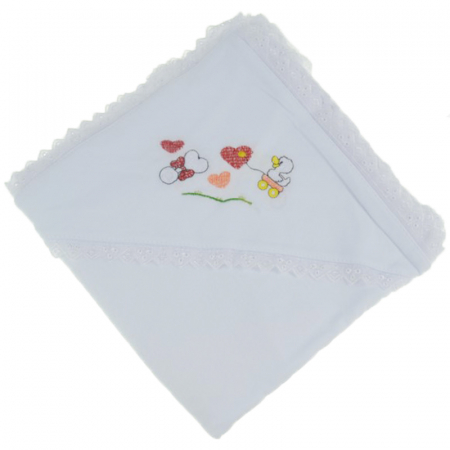 Prosoape - Prosop cu gluga 90 x 90 cm pentru fete Pifou 9001A14, Alb